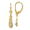 14k Yellow Gold Flip Flop Leverback Earrings