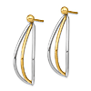 14k Yellow Gold and Rhodium Ball Triple Wire Dangle Jacket Earrings