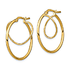 14k Yellow Gold Twisted Circle Inside Hoop Earrings 1in