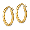 14k Yellow Gold Striped Edge Hoop Earrings 3/4in