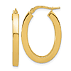 14k Yellow Gold Oval Hoop Earrings With Square Edges 1in