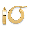 14k Yellow Gold 1/2in Italian Square Round Hoop Earrings 3mm