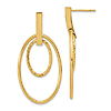 14k Yellow Gold Oval in Oval Diamond-cut Dangle Earrings 1.75in