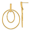 14k Yellow Gold Oval in Round Dangle Hoop Earrings 2in