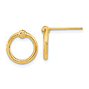 14k Yellow Gold Tiny Diamond-cut Circle Post Earrings