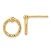 14k Yellow Gold Tiny Twisted Diamond-cut Circle Post Earrings