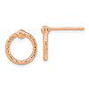 14k Rose Gold Tiny Twisted Diamond-cut Circle Post Earrings