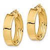 14k Yellow Gold Polished Outside Textured Inside Hoop Earrings 7/8in