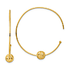 14k Yellow Gold Wire Hoop Earrings with Diamond-cut Beads 1.5in