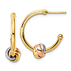 14k Tri-color Gold Knot J-Hoop Earrings