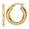 14k Yellow Gold Diamond-cut Knife-edge Hoop Earrings 7/8in