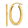 14k Yellow Gold 1.25in Smooth Oval Hoop Earrings with Knife Edge 2mm