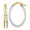 14k Two-tone Gold Oval Double Hoop Earrings 1in
