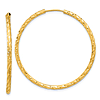 14k Yellow Gold Diamond-cut 1.5in Round Endless Hoop Earrings 2mm Thick