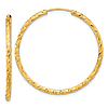 14k Yellow Gold Diamond-cut 1.37in Endless Hoop Earrings 2mm Thick