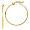14k Yellow Gold Slender Knife Edge Hoop Earrings 1in