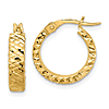 14k Yellow Gold 5/8in Italian Diamond Cut Round Hoop Earrings 4mm Thick
