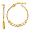 14k Yellow Gold Hoop Earrings With Polished Bead Accents 7/8in