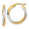 14k Two-tone Gold Twist Hoop Earrings Polished Finish 3/4in