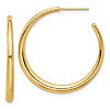 14k Yellow Gold Round Open Hoop Post Earrings 1.25in