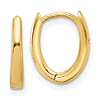 14k Yellow Gold Oval Hinged Huggie Hoop Earrings 1/2in