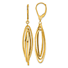14k Yellow Gold Oval Twisted Dangle Leverback Earrings 2in