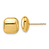 14k Yellow Gold Puffed Square Button Earrings