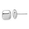 14k White Gold Puffed Square Button Earrings