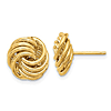 14k Yellow Gold Love Knot Swirl Earrings