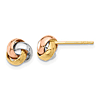 14k Tri-Color Gold Love Knot Stud Earrings