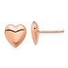 14k Rose Gold Puffed Heart Stud Earrings With Polished Finish 3/8in