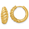 14k Yellow Gold Tapered Sculpted Cable Hoop Earrings