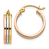 14k Tri-color Gold Small Round Hoop Earrings