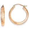 14kt Rose Gold 3/4in Diamond-cut In and Out Hoop Earrings