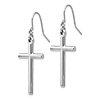 14k White Gold Hollow Latin Cross Dangle Earrings