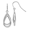 14k White Gold Textured Teardrop Dangle Earrings