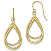 14kt Yellow Gold Italian Textured Teardrop Dangle Earrings