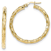 14k Yellow Gold Italian Faceted Round Hoop Earrings 1 3/8in
