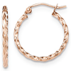 14kt Rose Gold 3/4in Hoop Earrings with Twisted Texture
