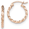 14k Rose Gold Hoop Earrings with Twisted Texture 5/8in
