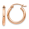 14k Rose Gold 5/8in Lightweight Hoop Earrings 2mm
