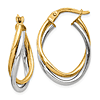 14k Two-Tone Gold Interlocking Oval Hoop Earrings 3/4in