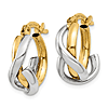 14k Two-tone Gold Twist Overlap Hoop Earrings 5/8in