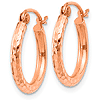 14kt Rose Gold 5/8in Light Diamond-cut Hoop Earrings 2mm