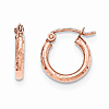 14kt Rose Gold 1/2in Light Diamond-cut Hoop Earrings 2mm
