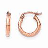 14kt Rose Gold 1/2in Lightweight Classic Satin Hoop Earrings 2mm