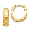 14kt Yellow Gold 1/2in Patterened Huggie Earrings 4mm Thick