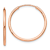 14k Rose Gold 7/8in Endless Hoop Earrings 1.5mm