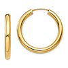 14k Yellow Gold 1in Endless Hoop Earrings 3mm