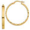 14k Yellow Gold Italian Diamond-cut Edge Hoop Earrings 1in